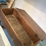 Large antique oak chest with turned legs
