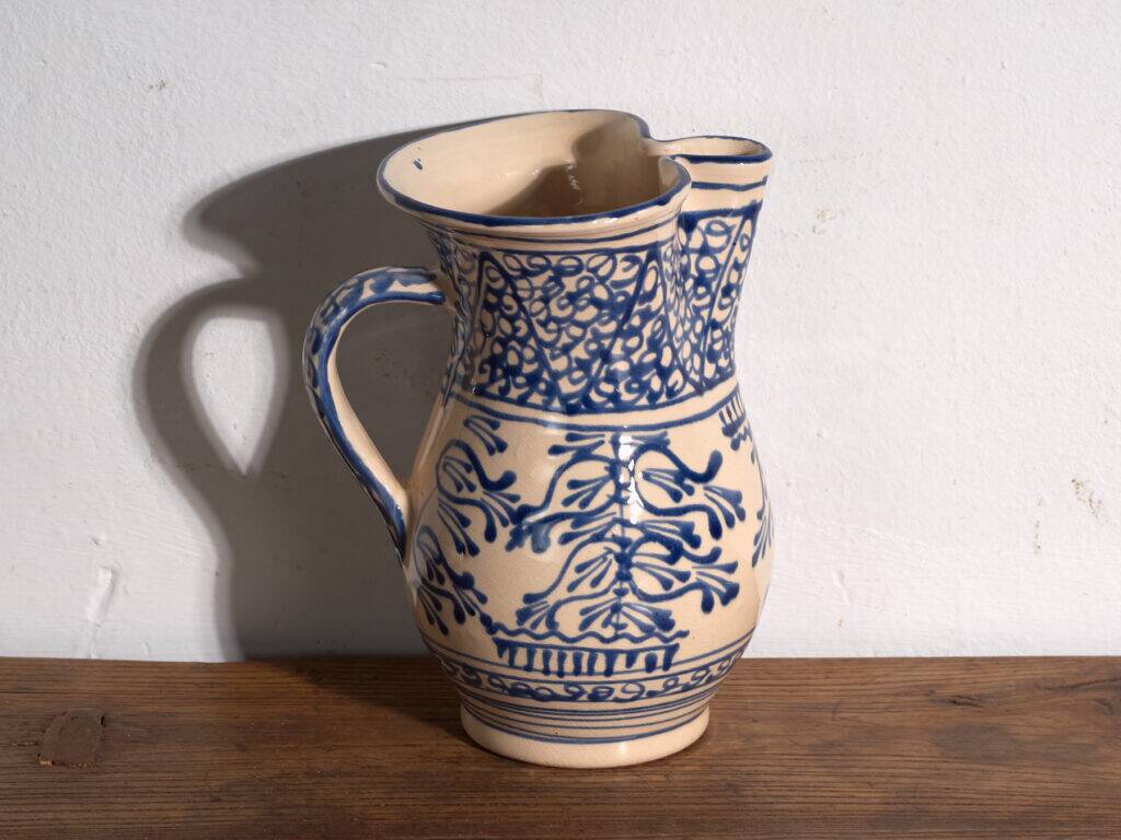 Old blue and white faience jug – Central Europe, around 1930
