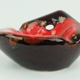 French mid century vintage ceramic bowl vallauris drip glaze organic shape