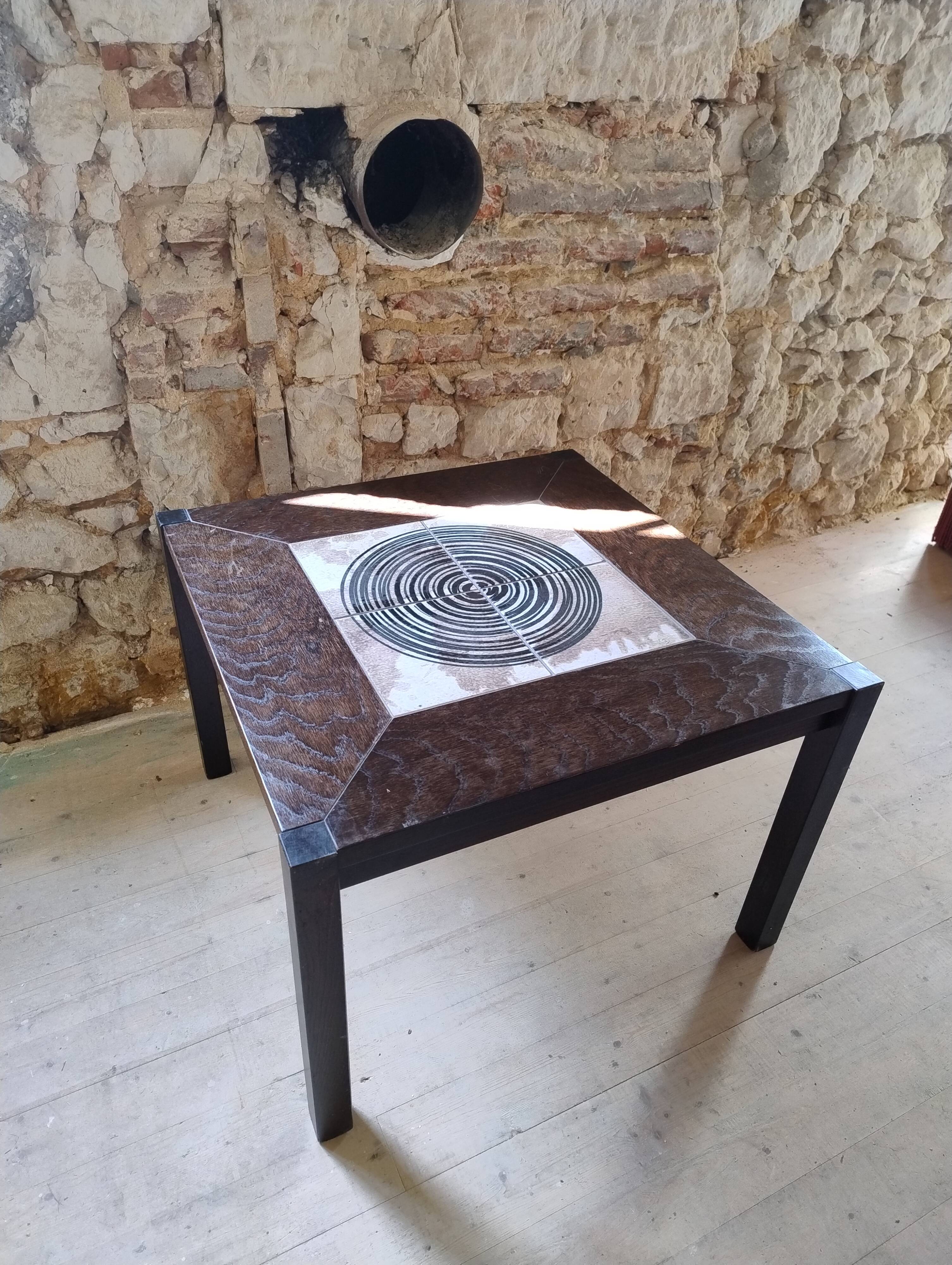 Wood and ceramic coffee table