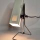 Vintage table lamp in white lacquered metal and chrome, 1970s, gold lampshade
