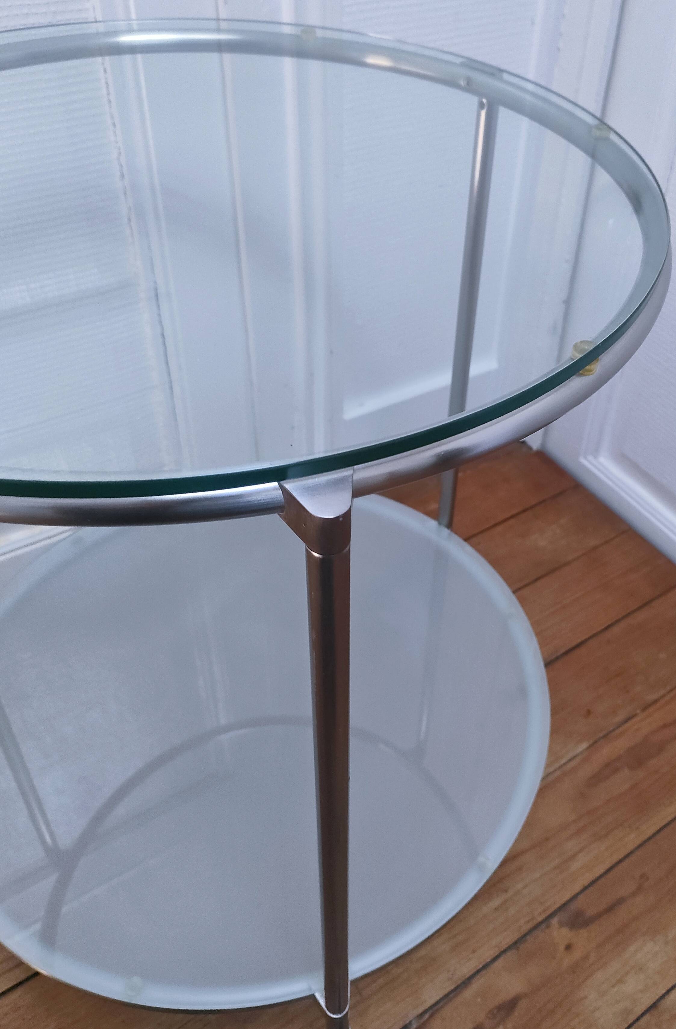 "Strind" side table glass metal Ehlen Johansson design