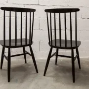 Pair of Scandinavian chairs Fanett by Ilmari Tapiovaara black teak 1960