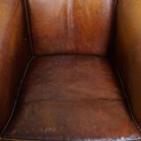 Cognac-Colored Sheepskin Leather Club Chair