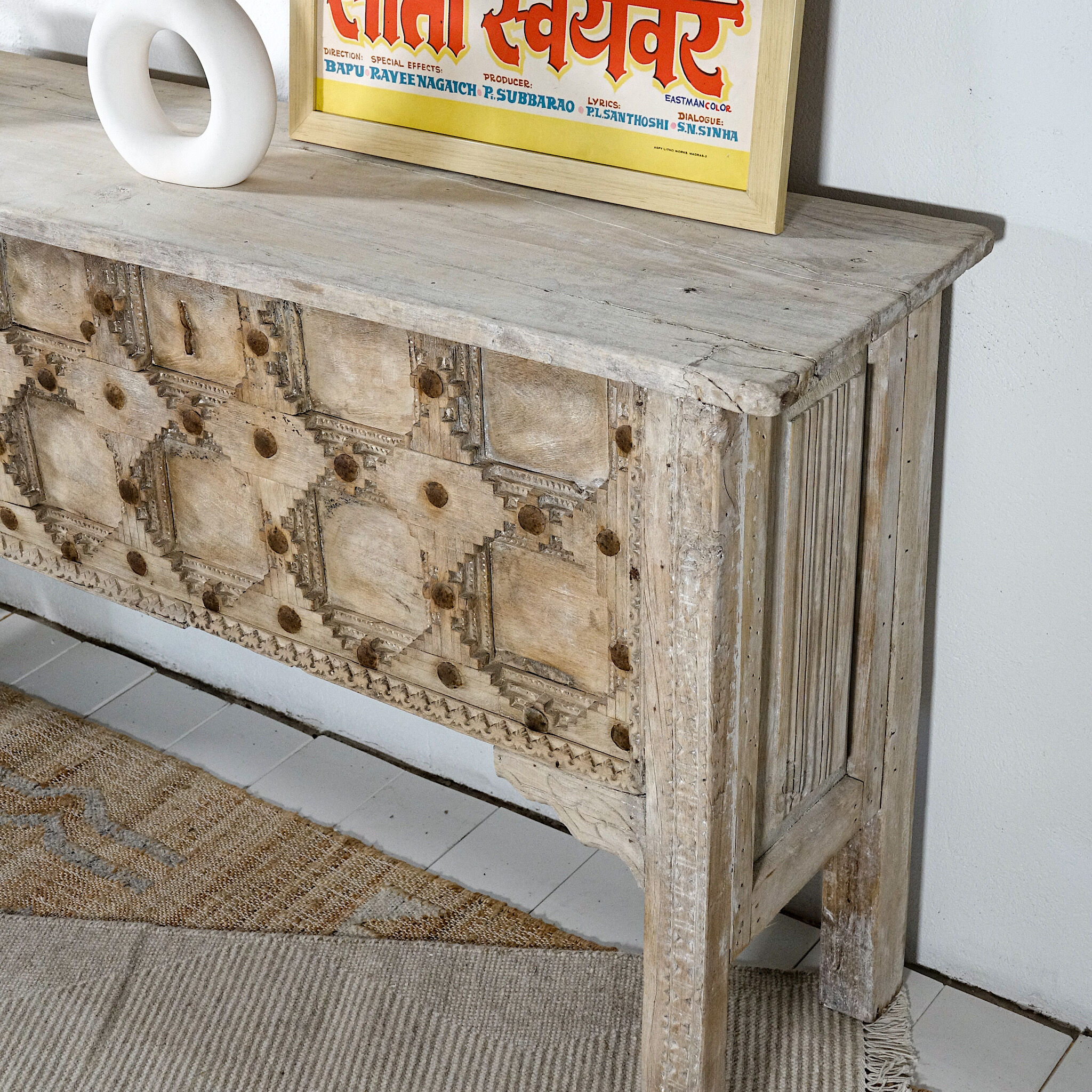 Carved wooden console