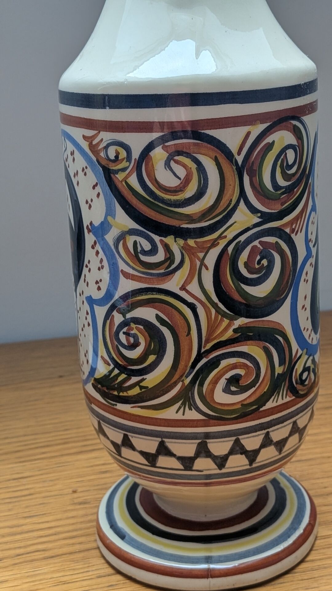large jug from Vallauris, signed, hand-painted