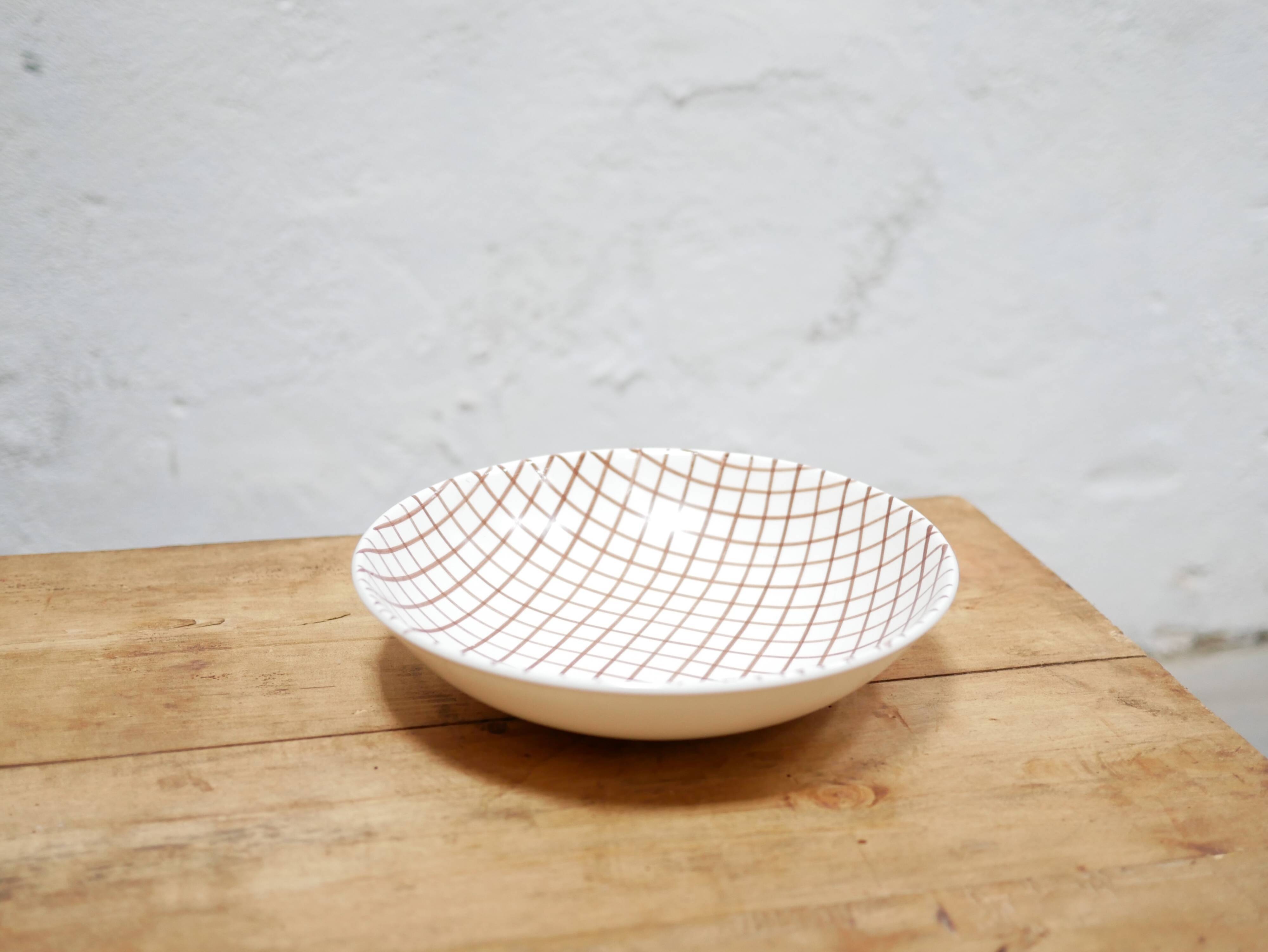 Vintage ceramic hollow flat salad bowl by the Longchamp manufacture, France