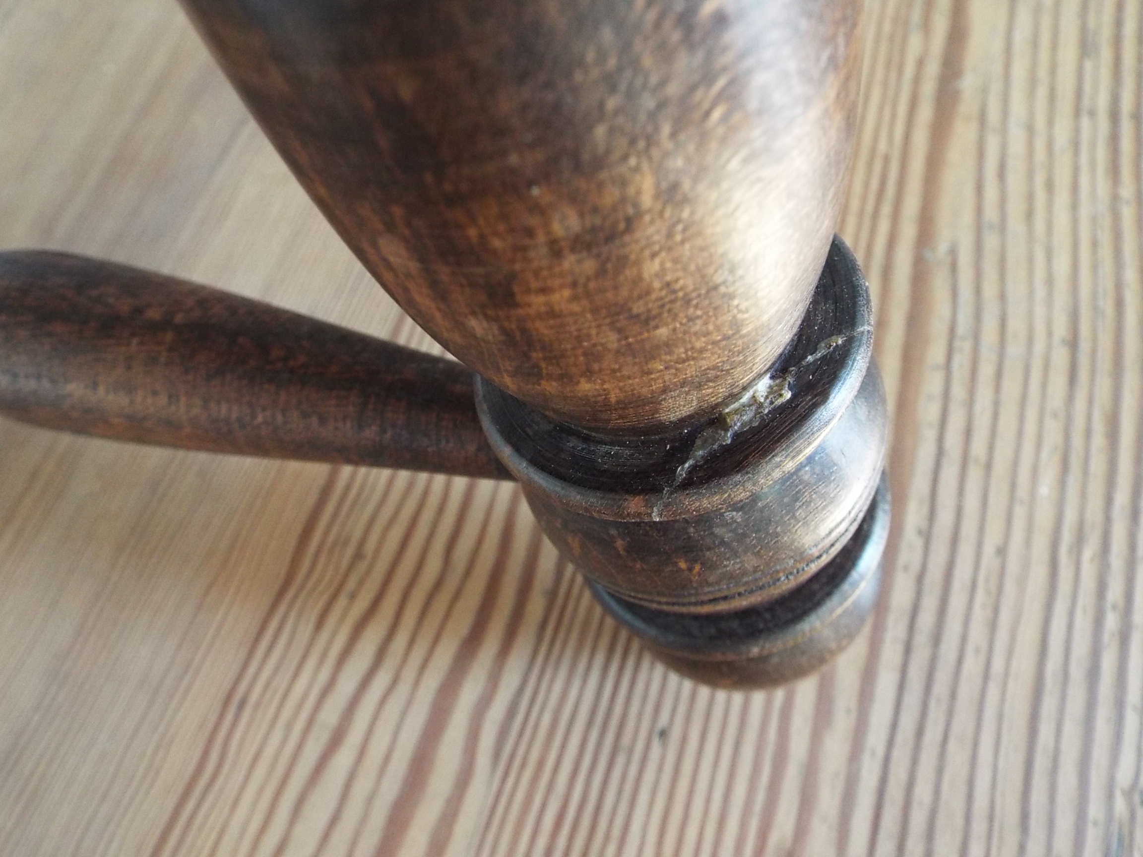 Turned wooden tripod stool