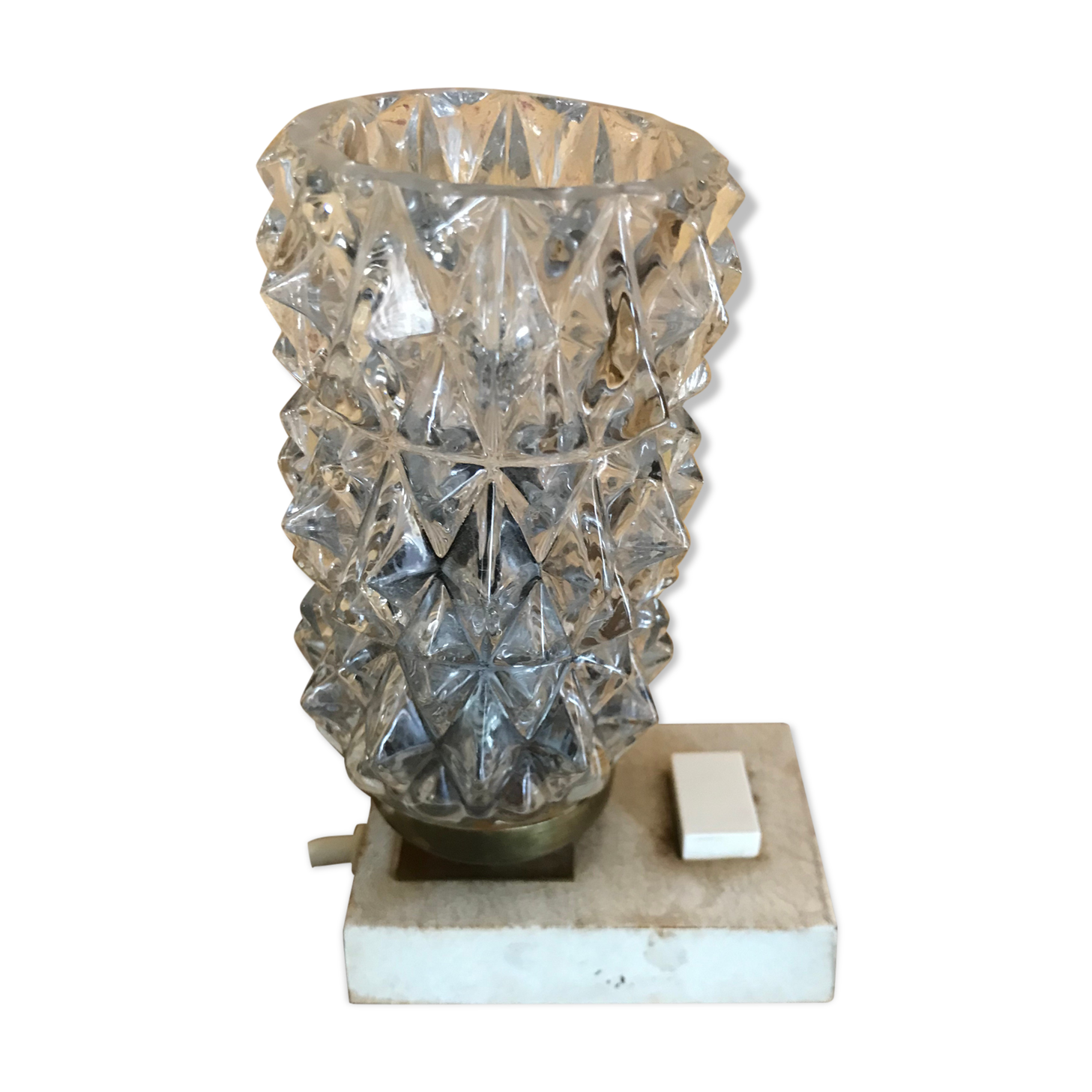 Structured glass bedside lamp 60s/70s hillebrand