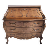 Vintage Baroque Solid Walnut Dresser with Inlaid Designs, Italy