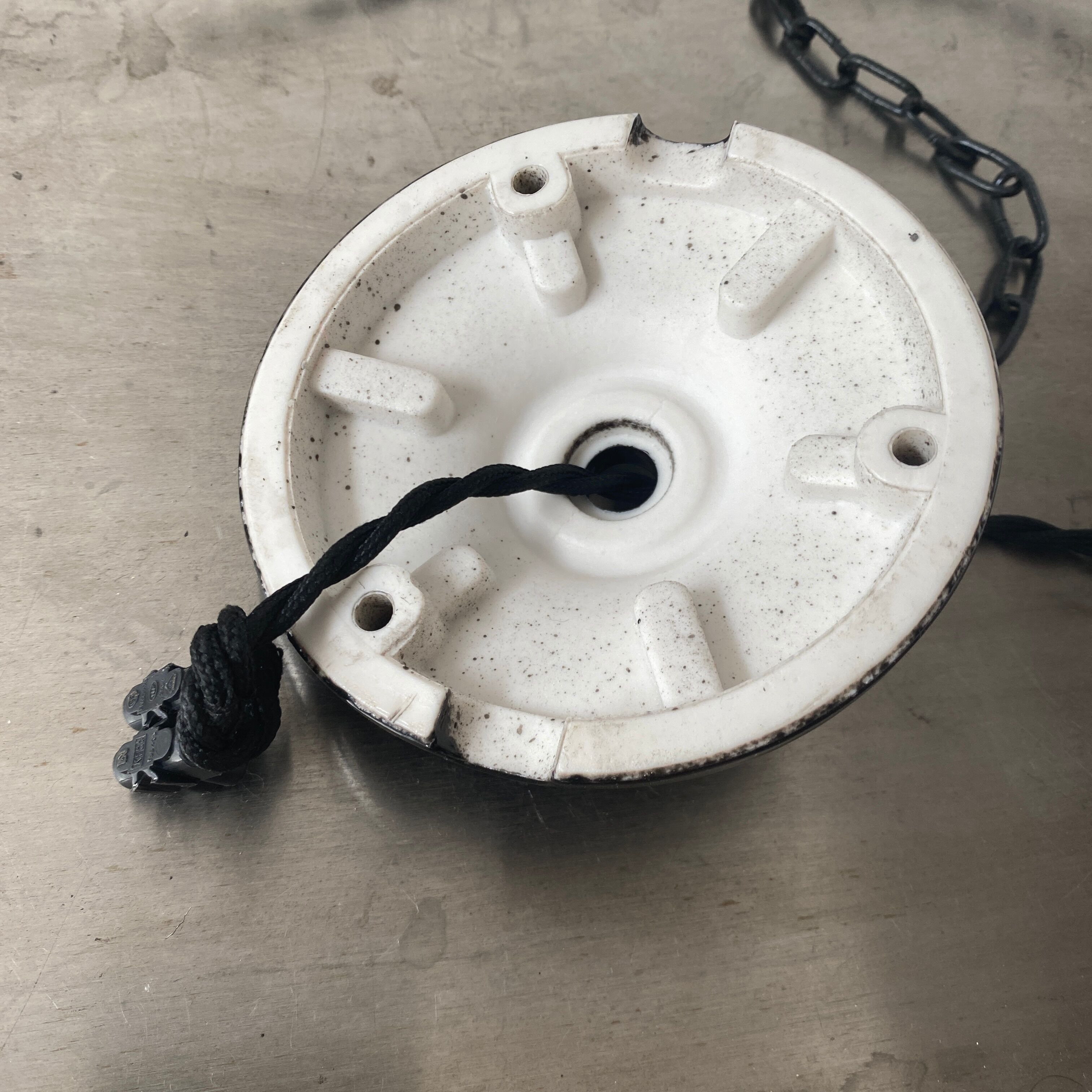 Pair of old industrial steel suspensions