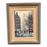 Huile sur panneau d'origine suédoise – Paysage urbain – Signé – Vintage et encadré – 40 × 49 cm (15,7" × 19,3")