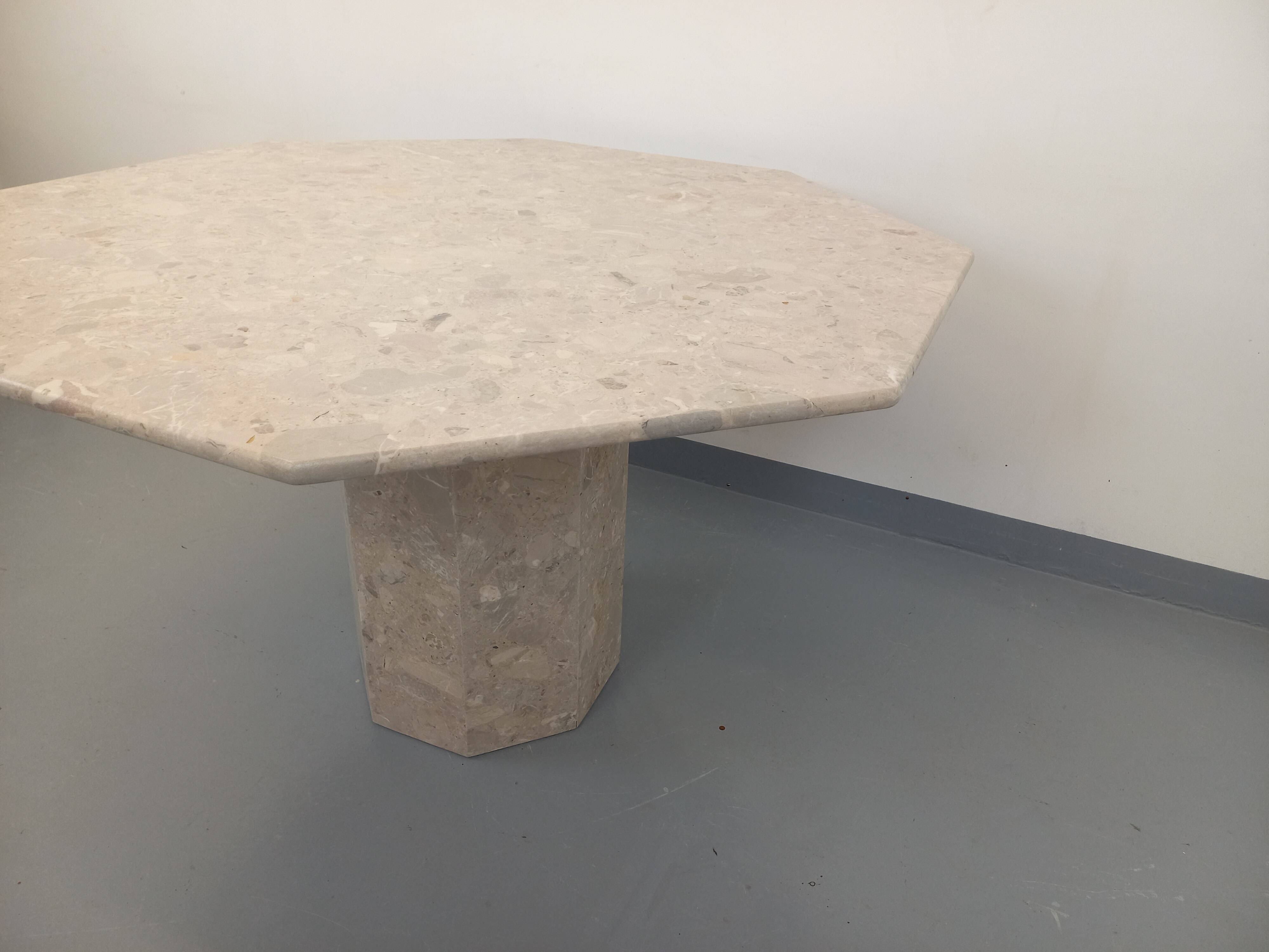 Vintage 70s 80s Octagonal Marble Dining Table
