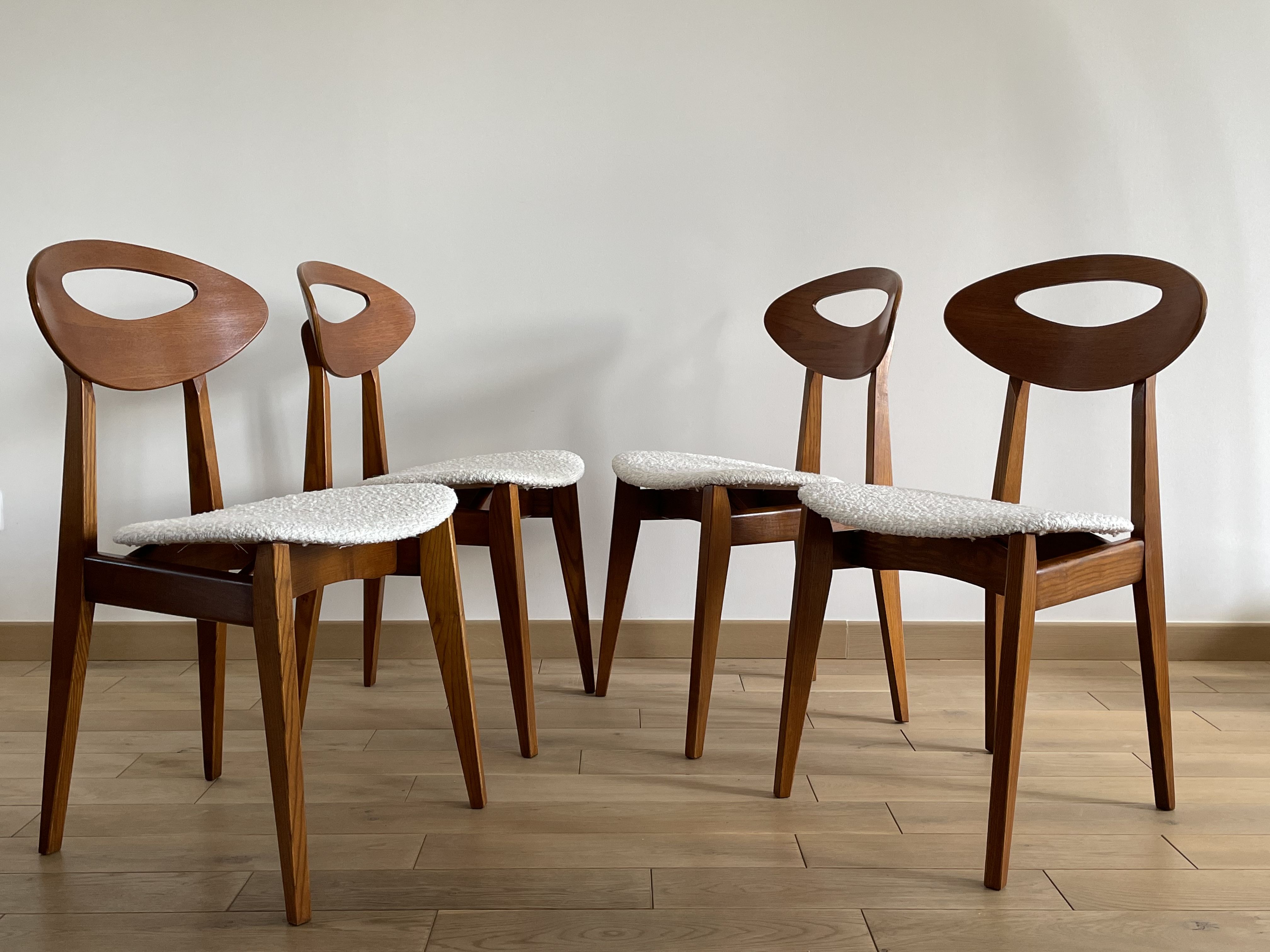 Lot 4 vintage chairs by Roger Landault for Sentou, France 1950