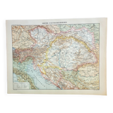 Old engraving 1898, Empire of Austria-Hungary, map • Lithograph, Original plate