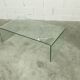 Postmodern Rectangular Curved Tempered Glass Coffee Table, 1990