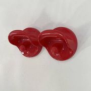 Set of 2 red "gancio 4702" coat hooks by olaf von bohr for kartell, 1970.