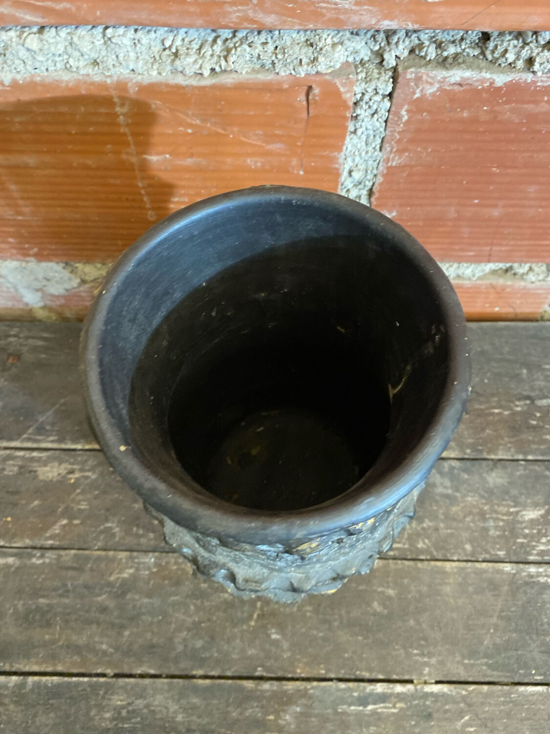 Vintage 1970s Black Ceramic Vase from VALLAURIS #D695