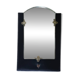 Art Deco leather and bronze mirror
