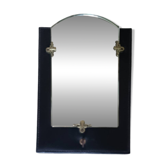 Miroir cuir et bronze Art Déco