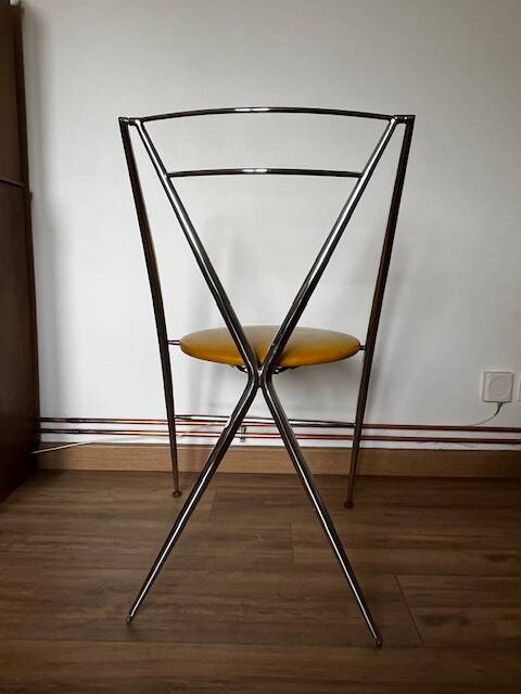 Yamakado chair, chrome and yellow skai