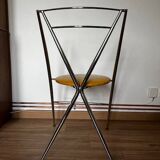 Chaise yamakado, chrome et skaï jaune