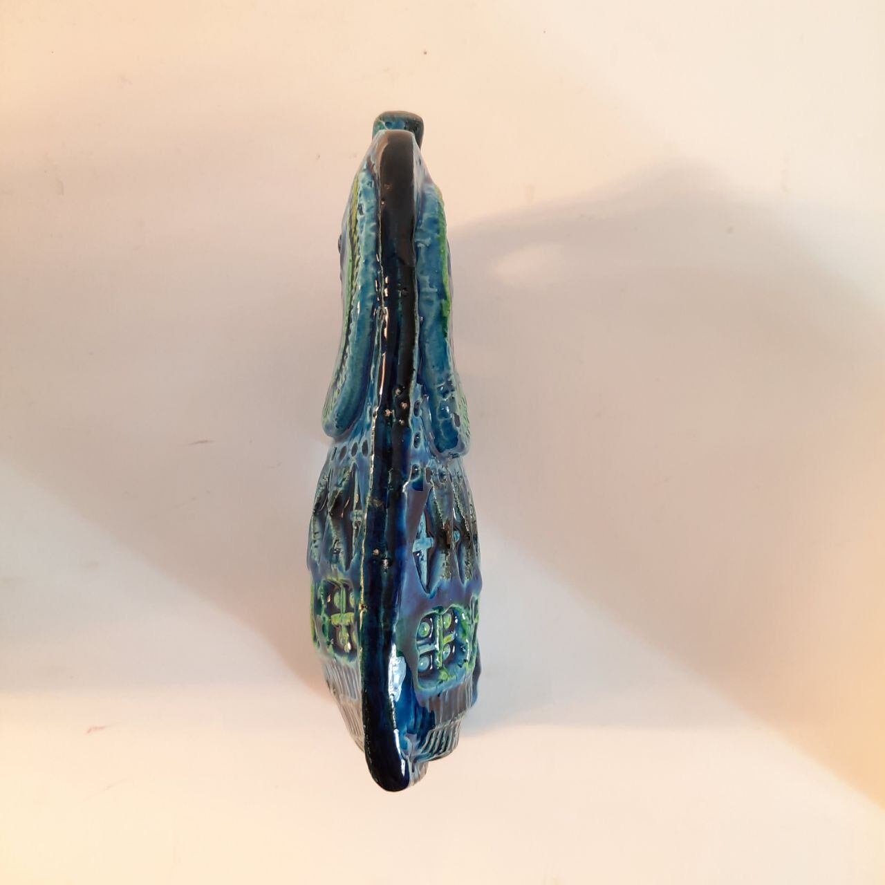 Vintage elephant statue, Aldo Londi for Bitossi, Rimini blue series.