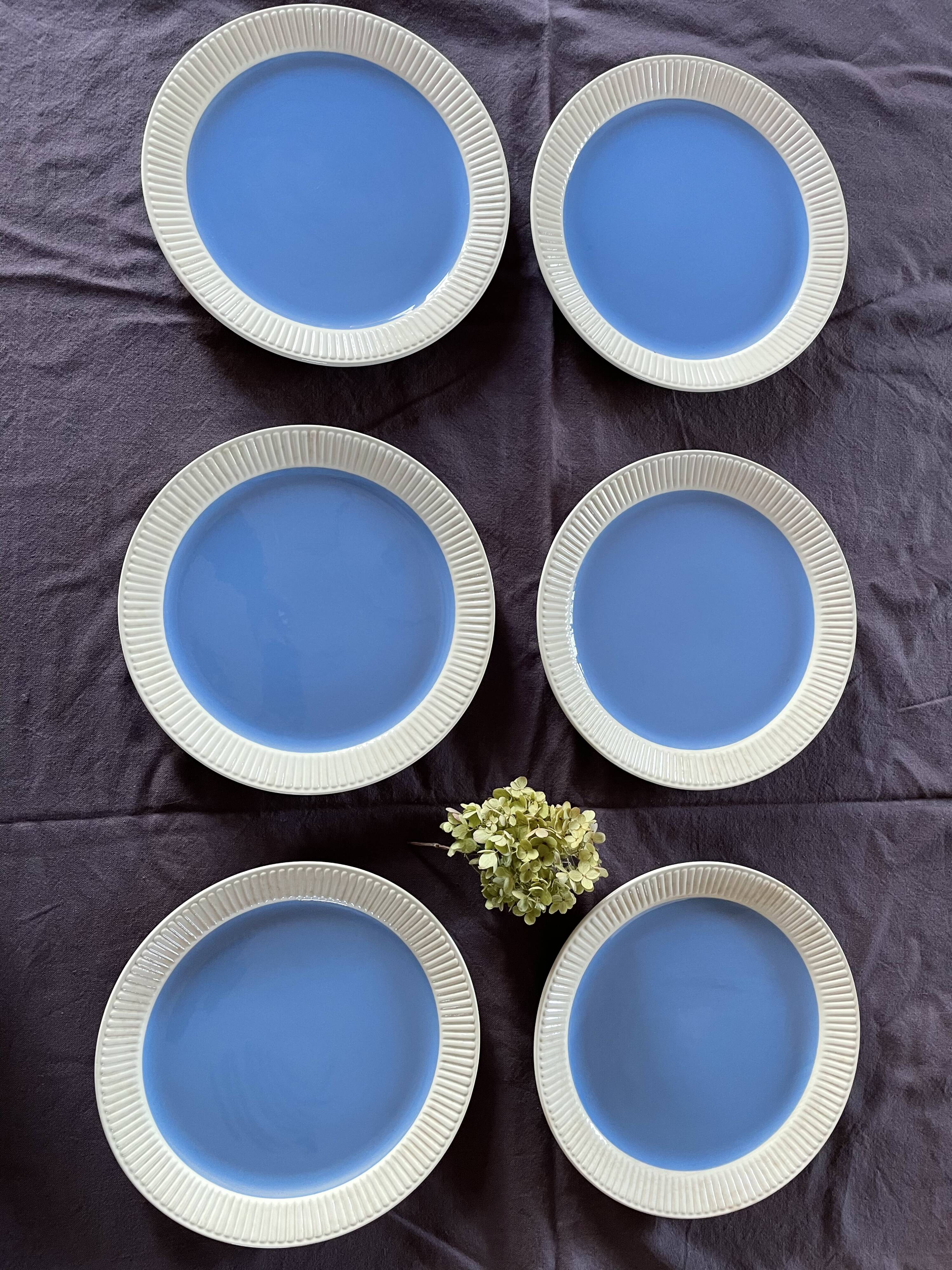 6 blue plates Villeroy and Boch Model Lido Year 50