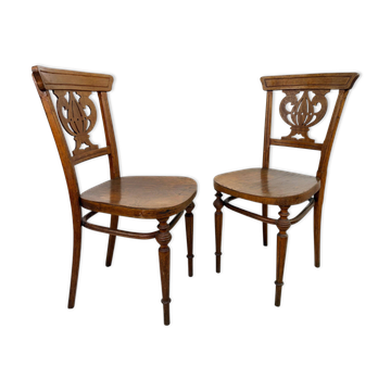 Set of Thonet bentwood dining chairs, in the Vienna Secession style, period.