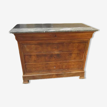 Commode ancienne-plaquage et marbre