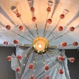 Murano chandelier pink crystal drops