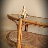 Rattan coffee table smoked glass