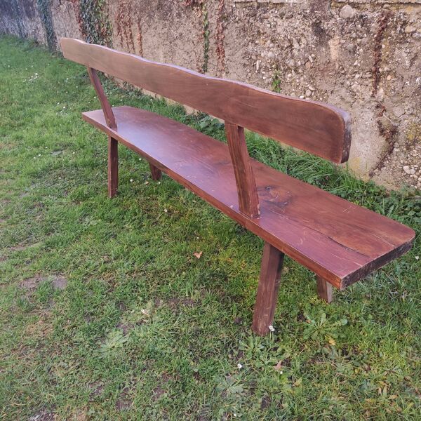 Banc brutaliste en bois massif, France 1950-60