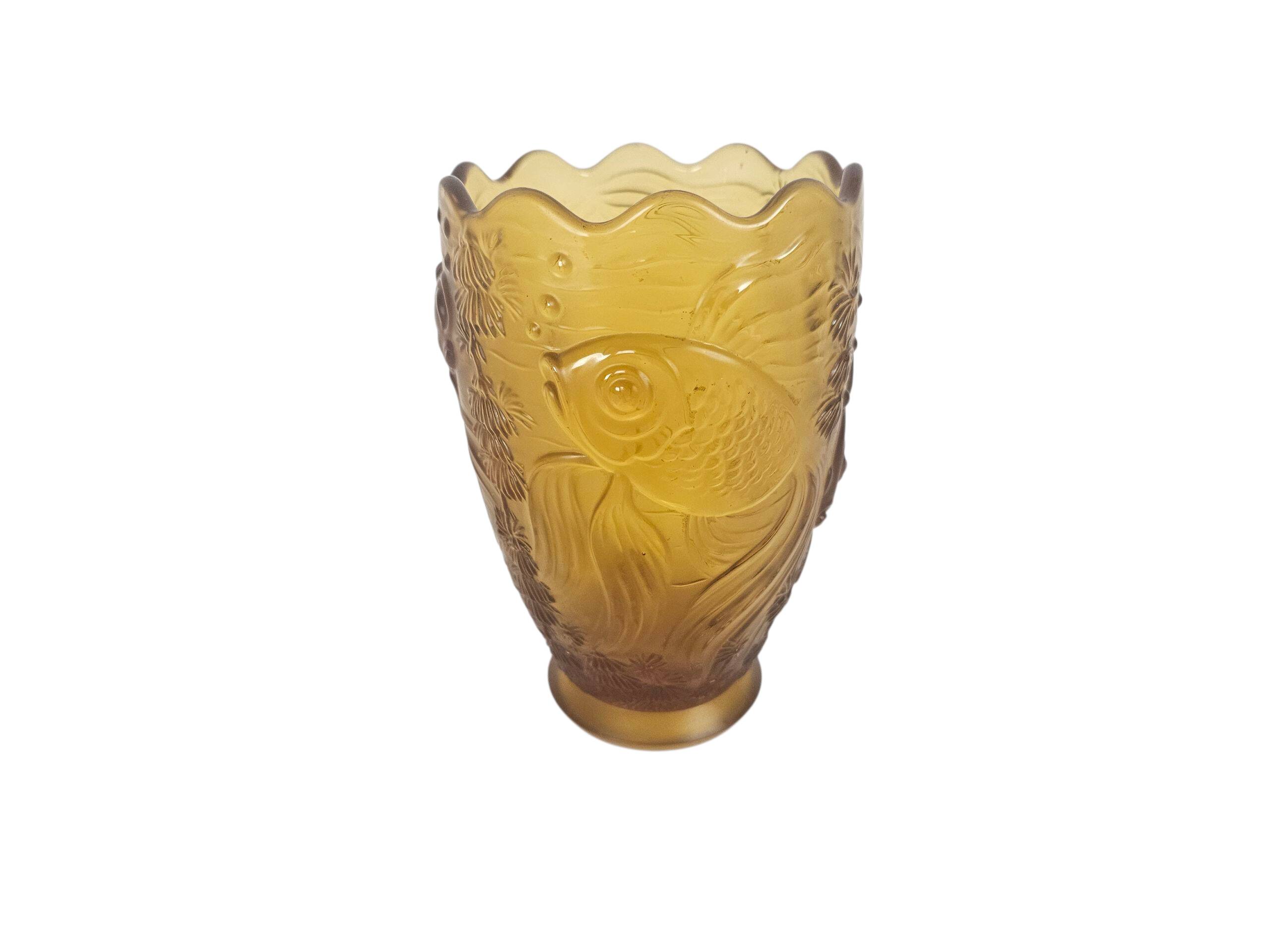 Josef Inwald - Barolac - "Koi Carp" - pressed glass vase - frosted glass -