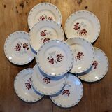 Lot of 11 flat plates Rose Rouge Niderviller