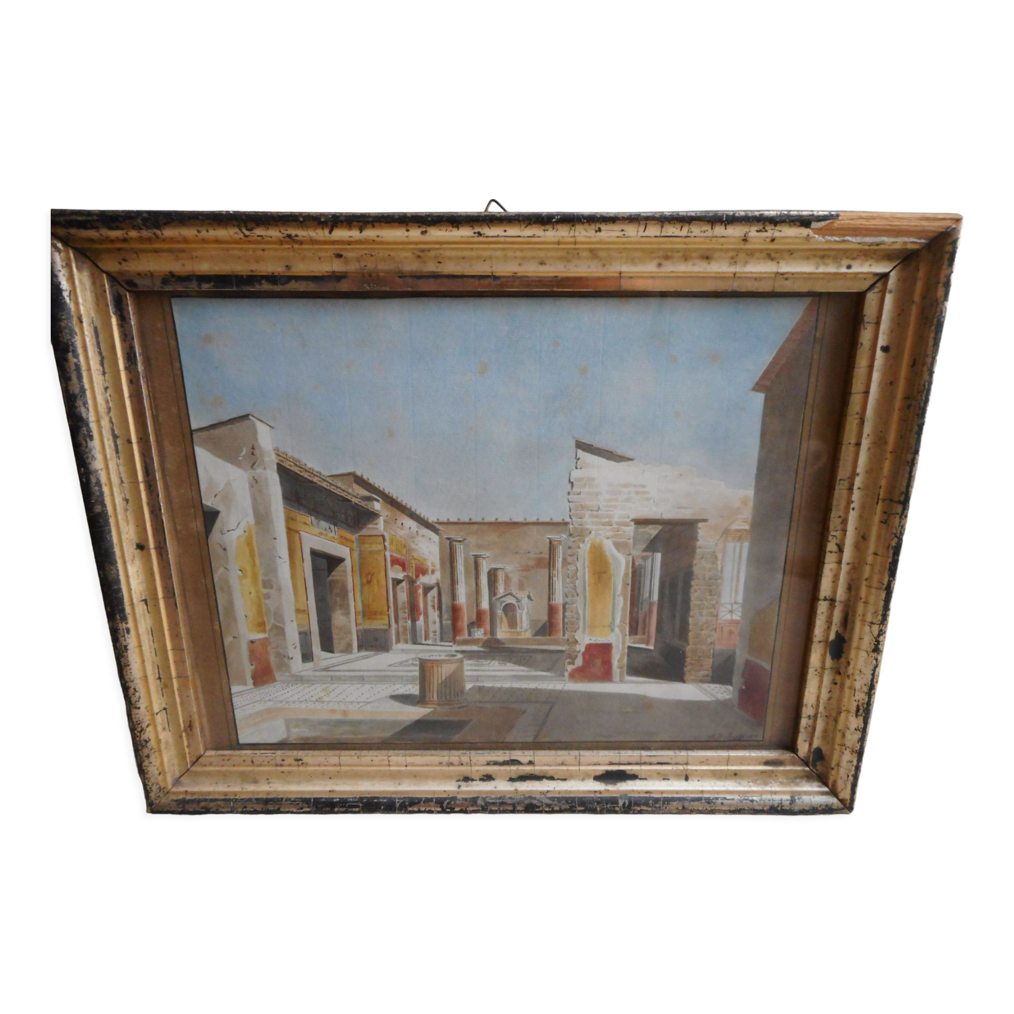 Watercolor nineteenth of the ruins of Pompeii.