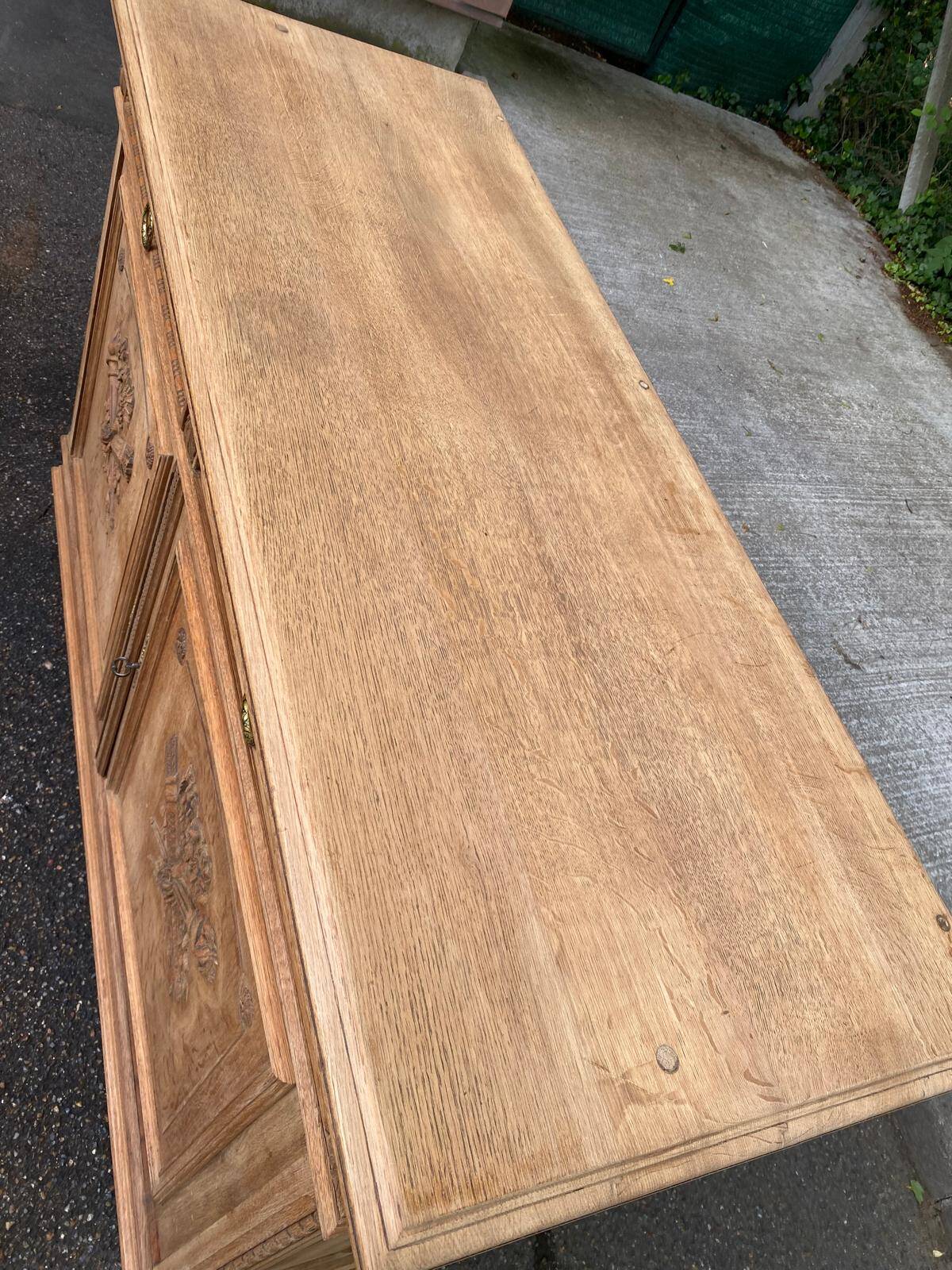 Louis XVI buffet renovated in solid oak from the 19th century, 140cm.