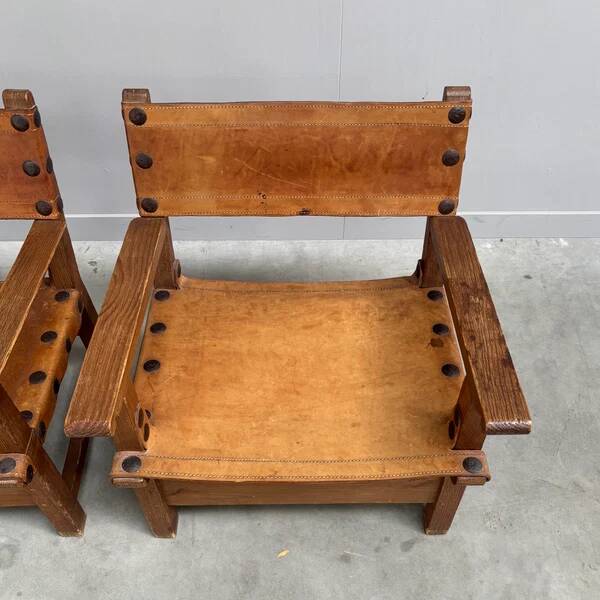 Ensemble de fauteuils brutalistes espagnols, années 1960.