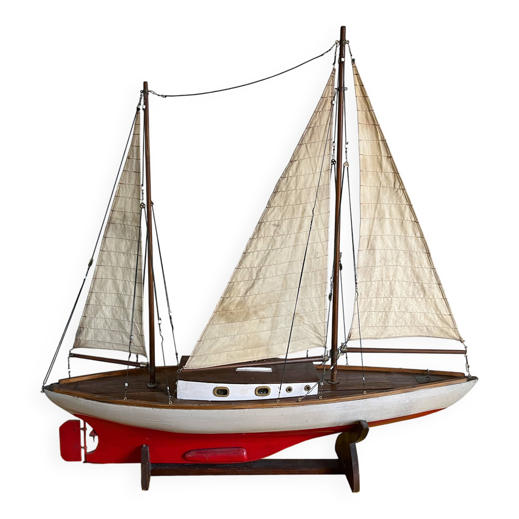 Voilier De Bassin Tirot 504 - 64 Cm - Bois - Neuf - Très Grand Modèle - Fabriqué En France