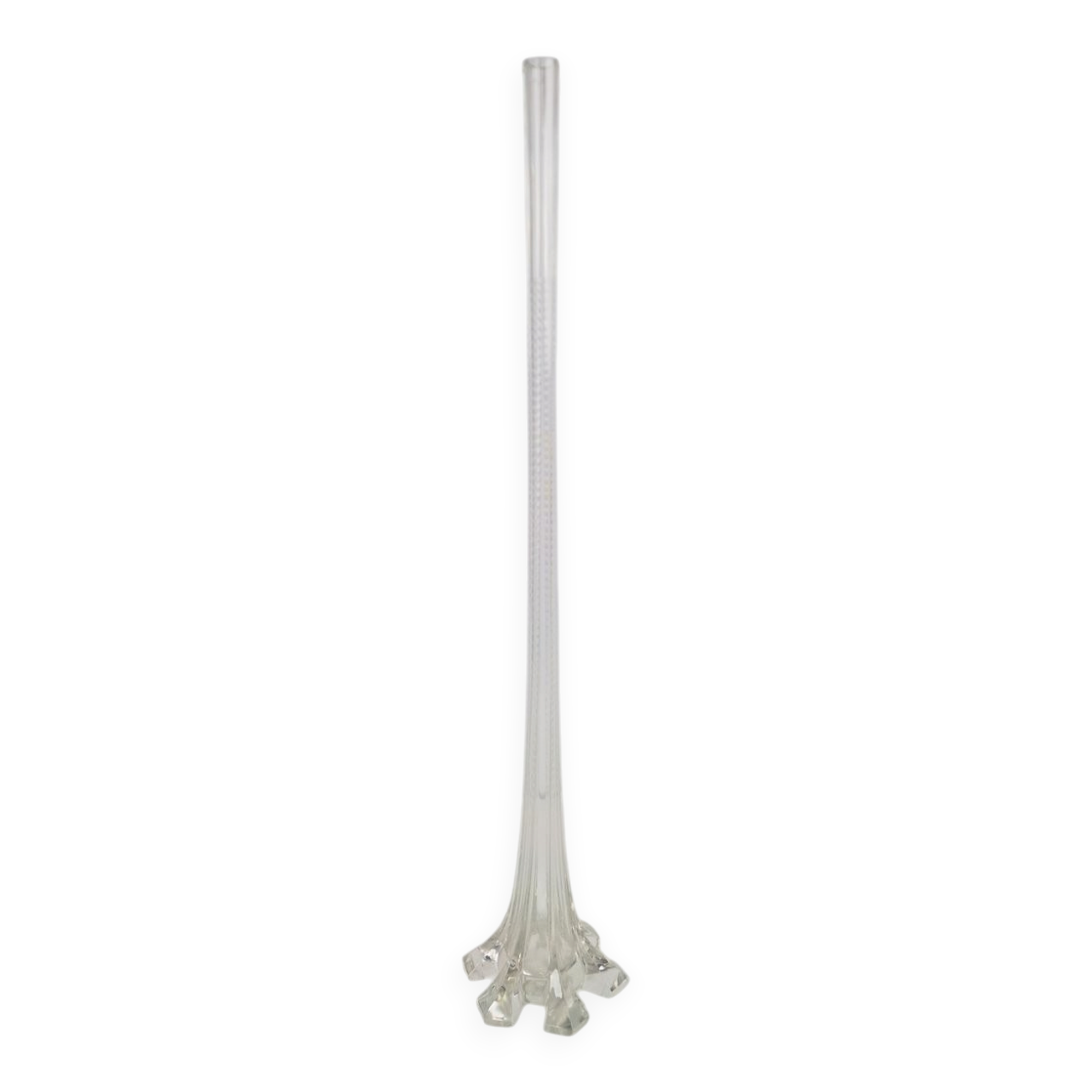Art Nouveau French Gladioli Fluted Glass Vase, 1920s
