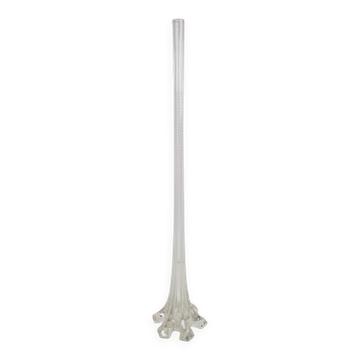 Art Nouveau French Gladioli Fluted Glass Vase, 1920s