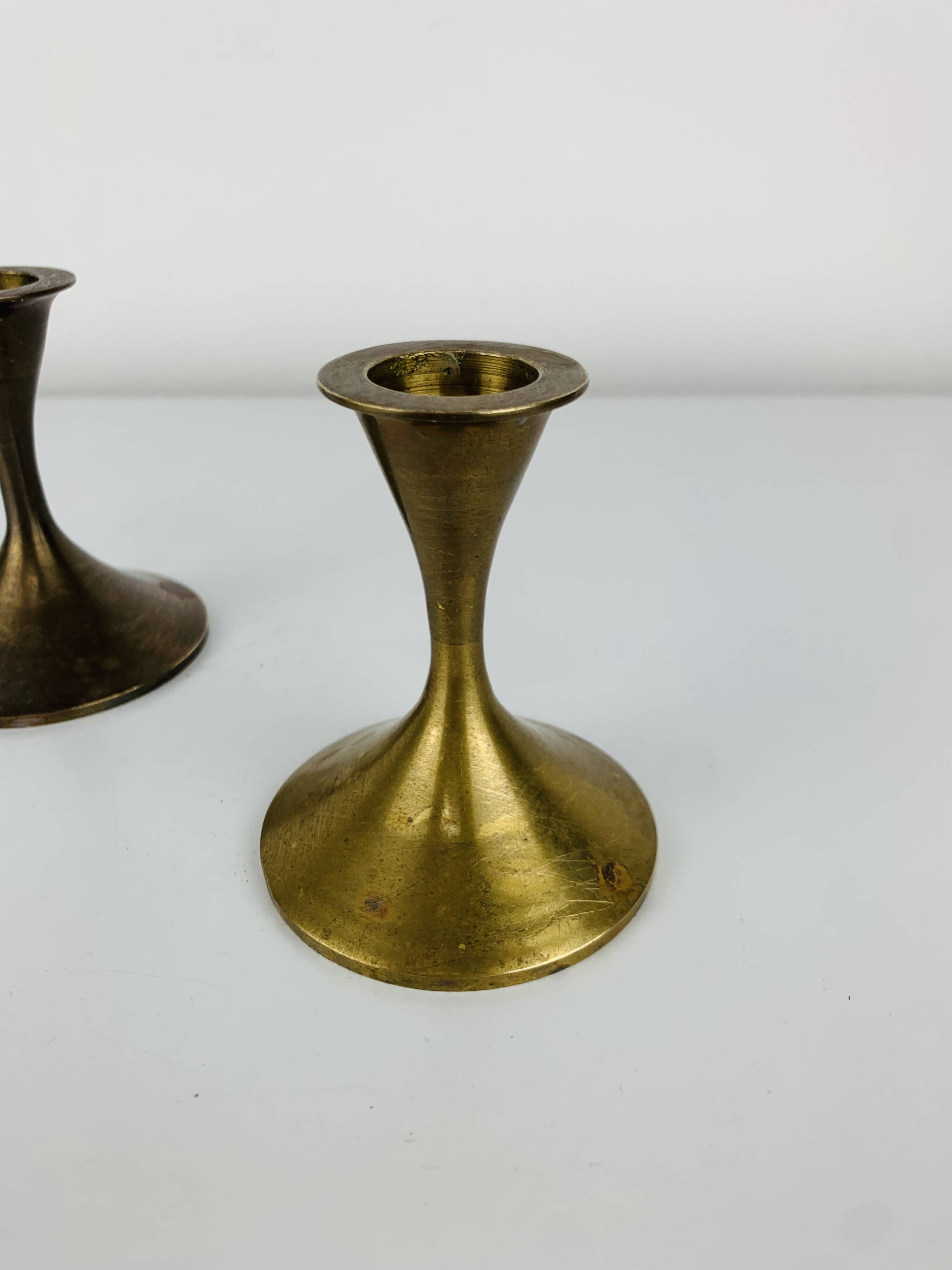 Pair of Scandinavian brass candlesticks, 1960s
