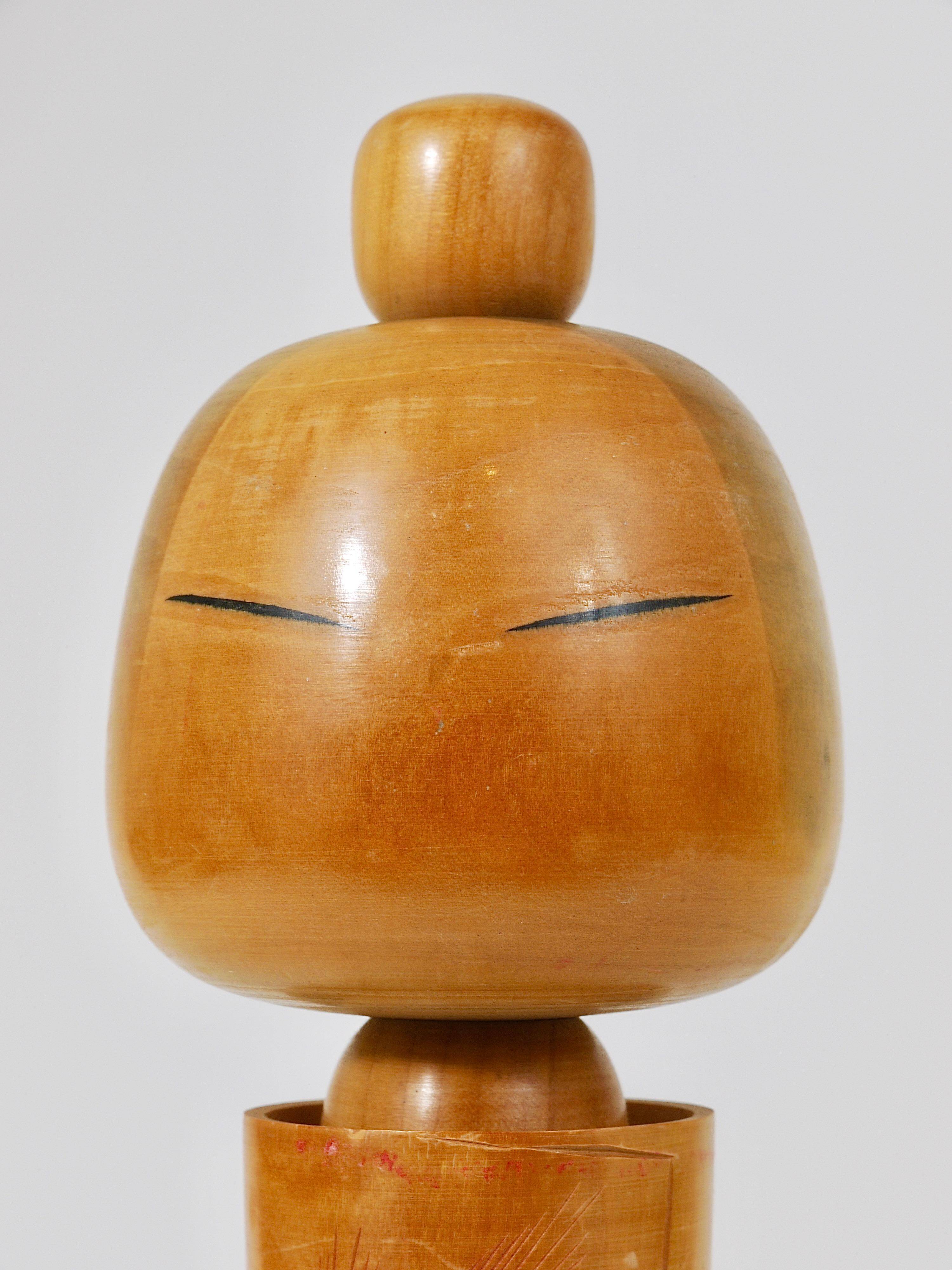 Decorative Kokeshi doll sculpture by Sadao Kishi from Japan, hand-painted.