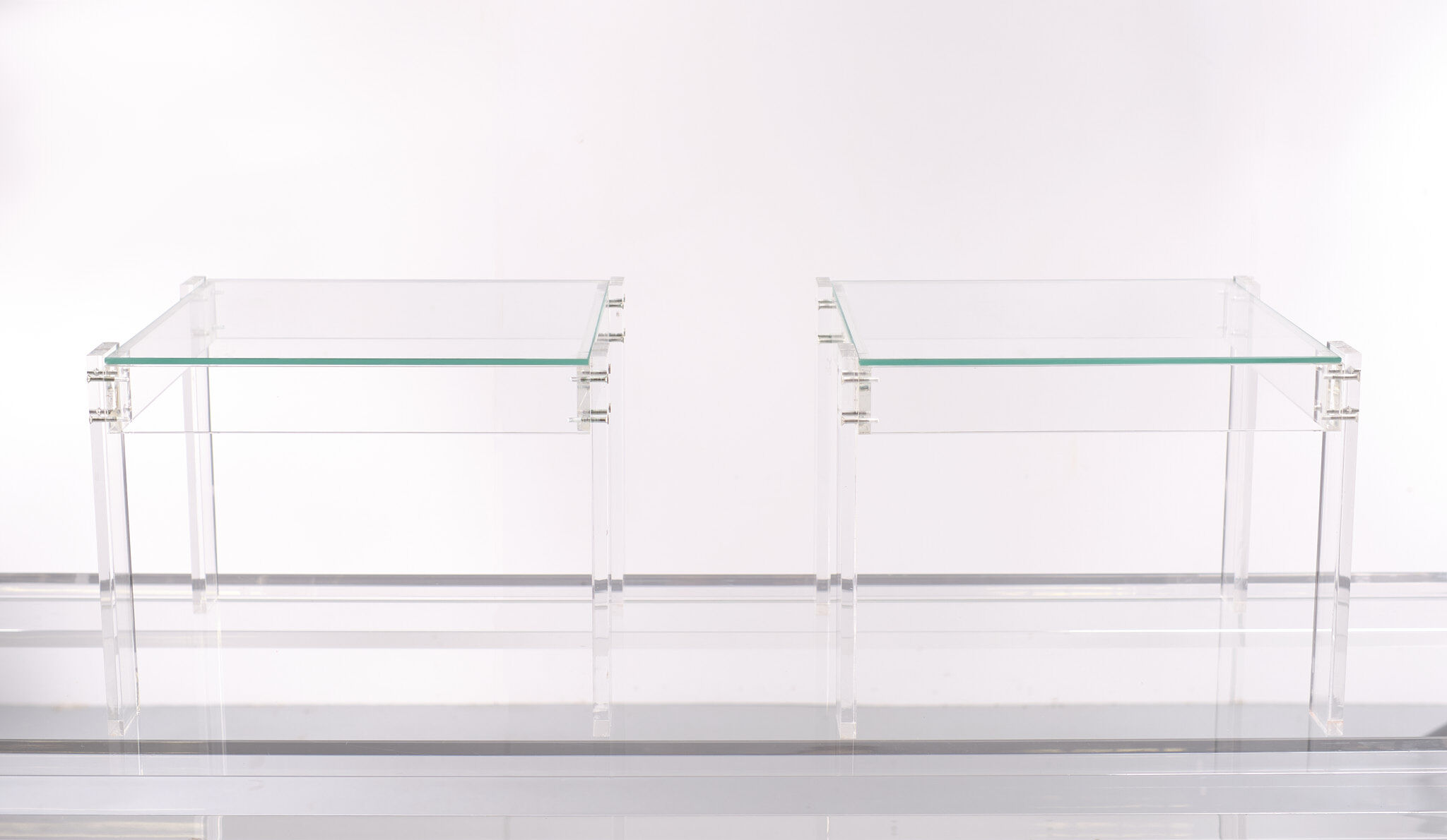 Vintage square small lucite side tables 1970s france