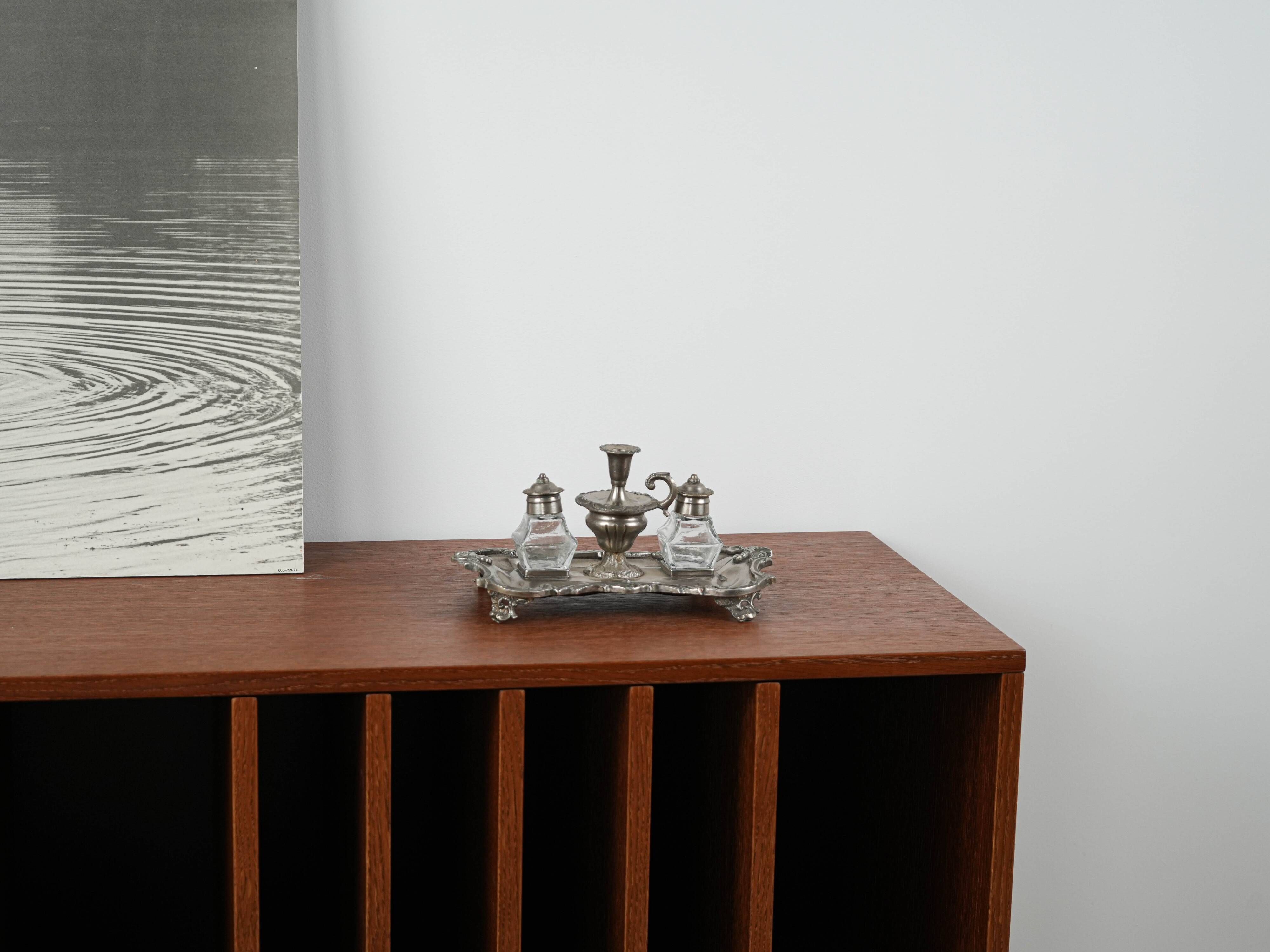 Decorative Art Deco table set – metal tray with glass flacons, European craftsmanship