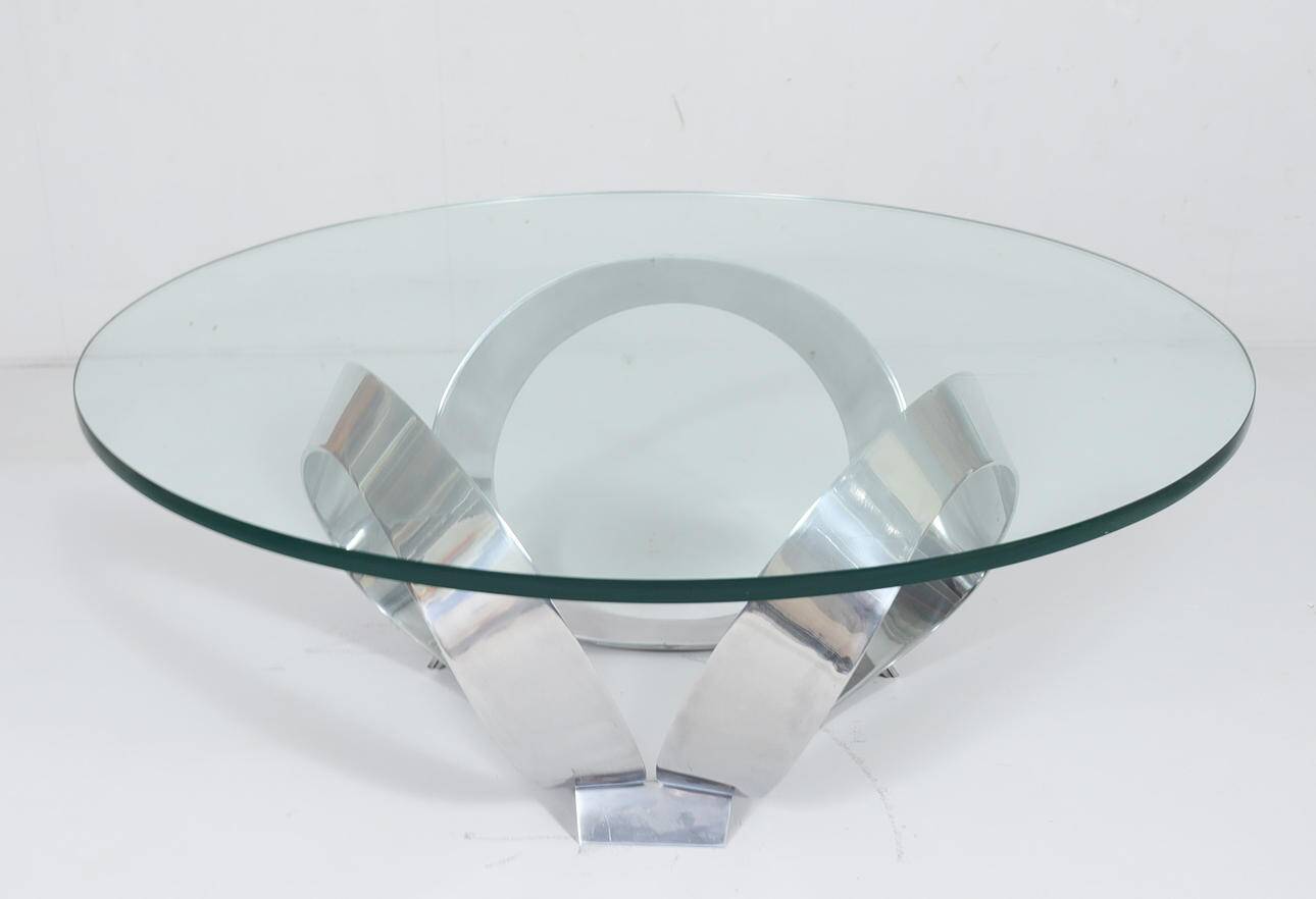 Knut Hesterberg. Space Age coffee table by Knut Hesterberg for Ronald Schmitt, diamond aluminium, 1970s, Germany.