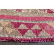 Vintage Turkish Oushak handmade wool cotton pink runner rug 85x370