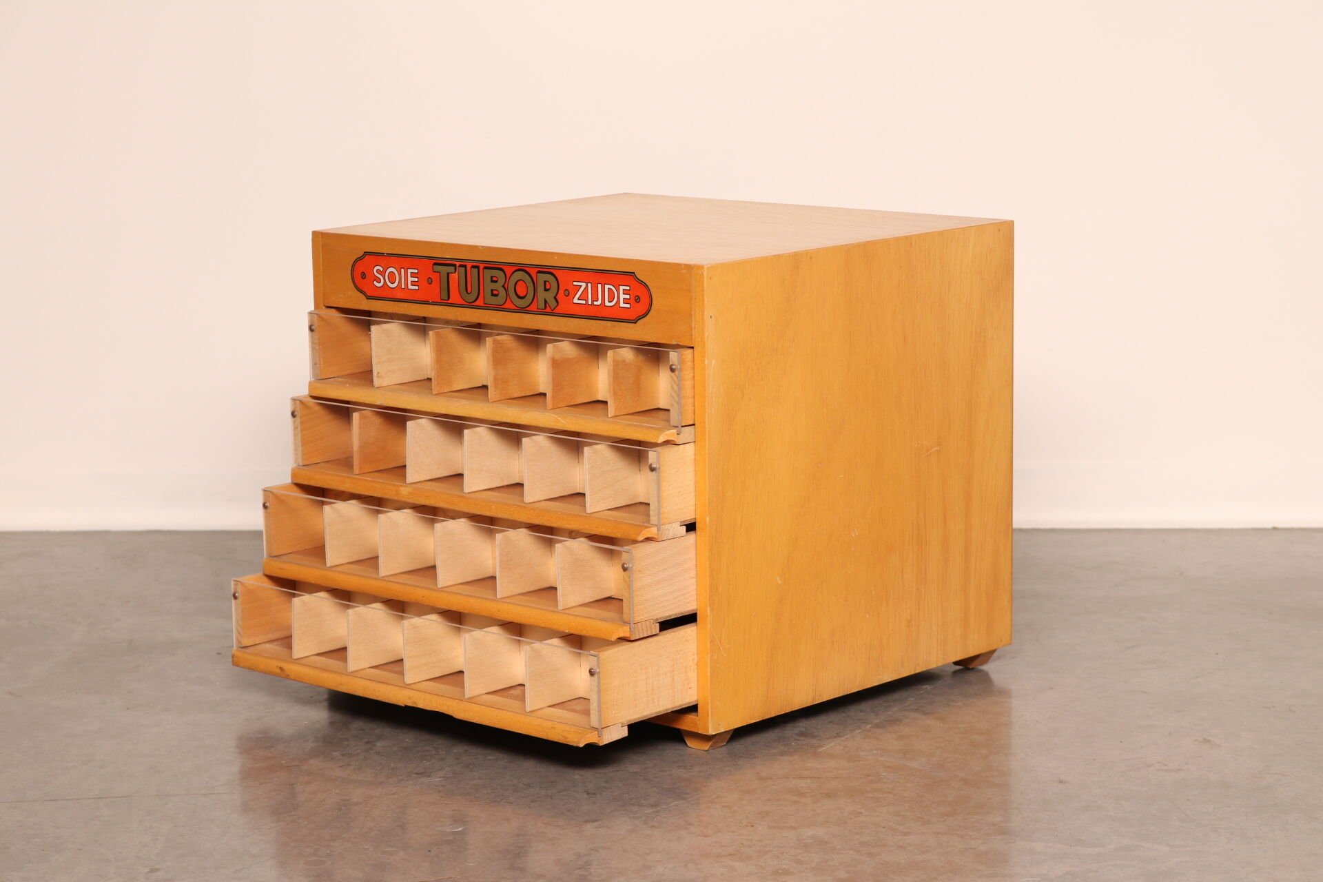 Haberdashery cabinet 'tubor tubca' by porey & fils - belgium 1950's