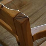 Tage Poulsen, a pair of brutalist chairs in pine and cord, Danish modern style, 1970s.