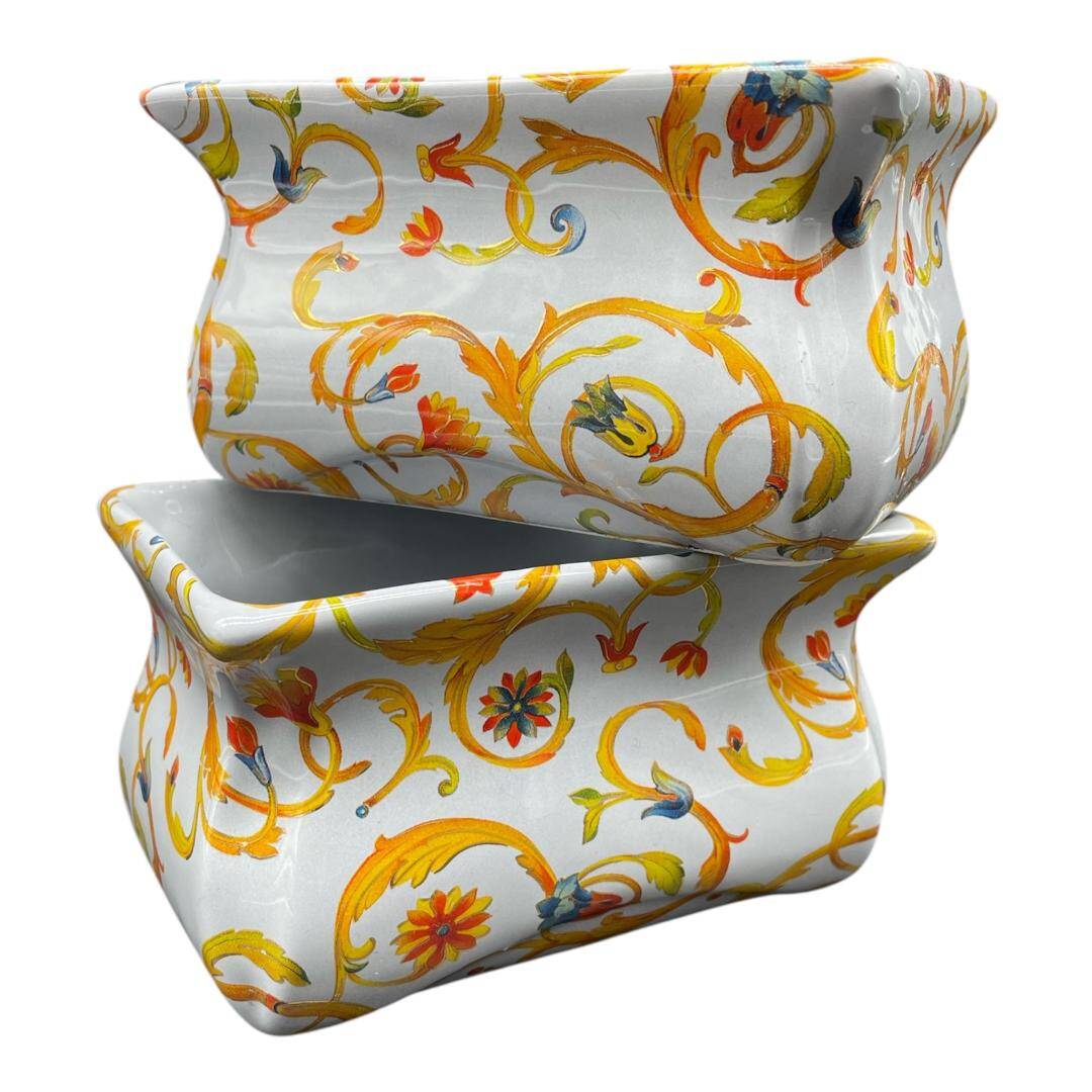 Pair of planters, Martinetti Paris, artisanal porcelain